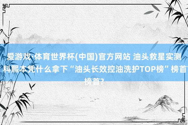 爱游戏·体育世界杯(中国)官方网站 油头救星实测: 科熙本凭什么拿下“油头长效控油洗护TOP榜”榜首?