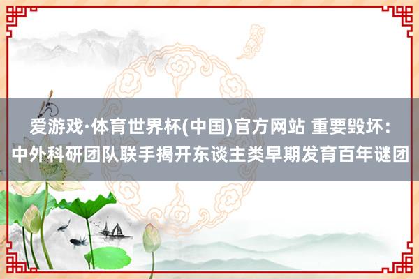 爱游戏·体育世界杯(中国)官方网站 重要毁坏:中外科研团队联手揭开东谈主类早期发育百年谜团