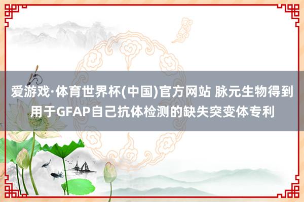 爱游戏·体育世界杯(中国)官方网站 脉元生物得到用于GFAP自己抗体检测的缺失突变体专利