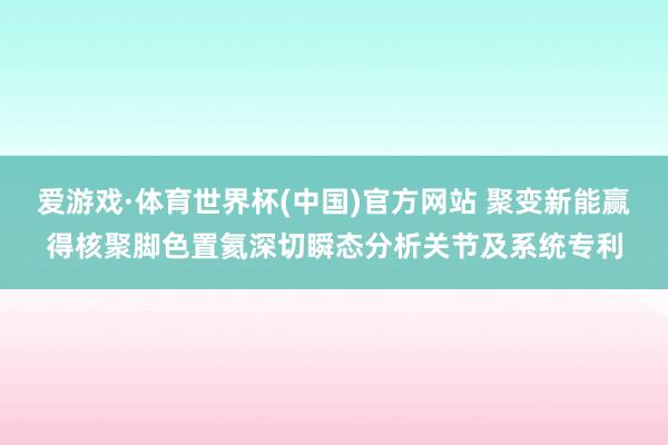 爱游戏·体育世界杯(中国)官方网站 聚变新能赢得核聚脚色置氦深切瞬态分析关节及系统专利