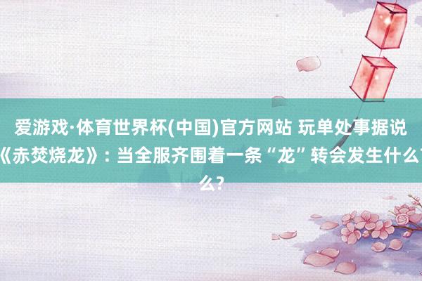 爱游戏·体育世界杯(中国)官方网站 玩单处事据说《赤焚烧龙》: 当全服齐围着一条“龙”转会发生什么?