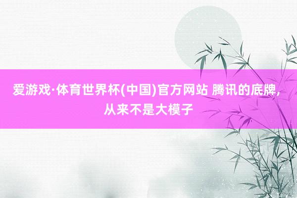 爱游戏·体育世界杯(中国)官方网站 腾讯的底牌, 从来不是大模子