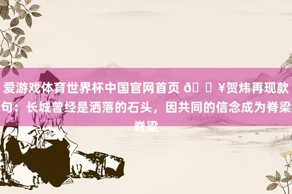 爱游戏体育世界杯中国官网首页 🎥贺炜再现款句:长城曾经是洒落的石头,因共同的信念成为脊梁