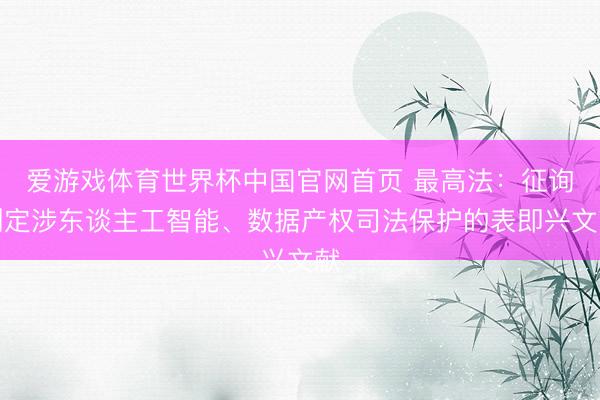 爱游戏体育世界杯中国官网首页 最高法:征询制定涉东谈主工智能、数据产权司法保护的表即兴文献