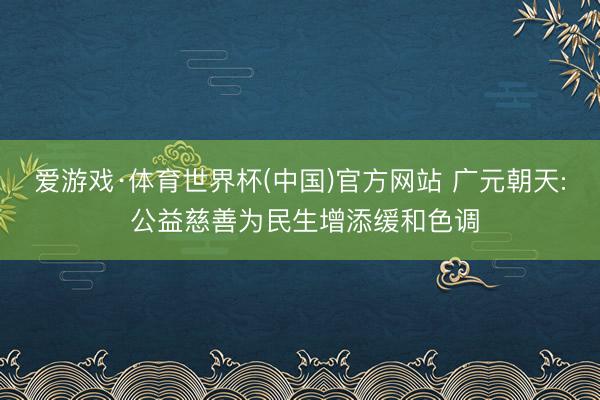 爱游戏·体育世界杯(中国)官方网站 广元朝天: 公益慈善为民生增添缓和色调