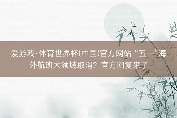 爱游戏·体育世界杯(中国)官方网站 “五一”海外航班大领域取消?官方回复来了