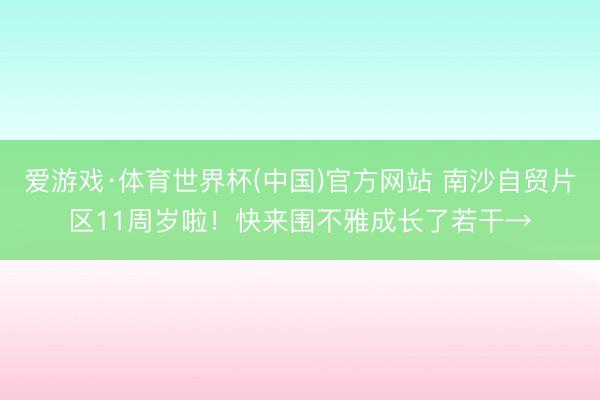爱游戏·体育世界杯(中国)官方网站 南沙自贸片区11周岁啦！快来围不雅成长了若干→