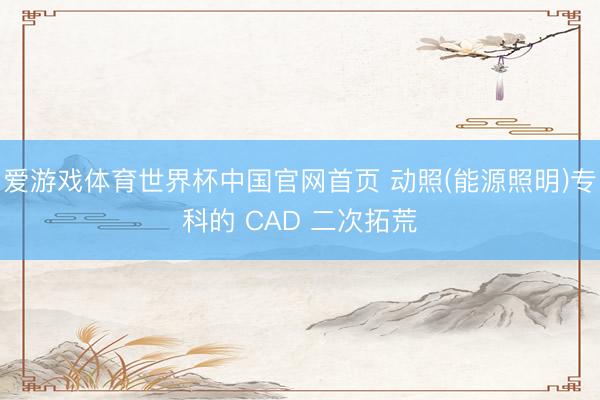 爱游戏体育世界杯中国官网首页 动照(能源照明)专科的 CAD 二次拓荒