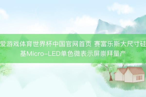 爱游戏体育世界杯中国官网首页 赛富乐斯大尺寸硅基Micro-LED单色微表示屏崇拜量产