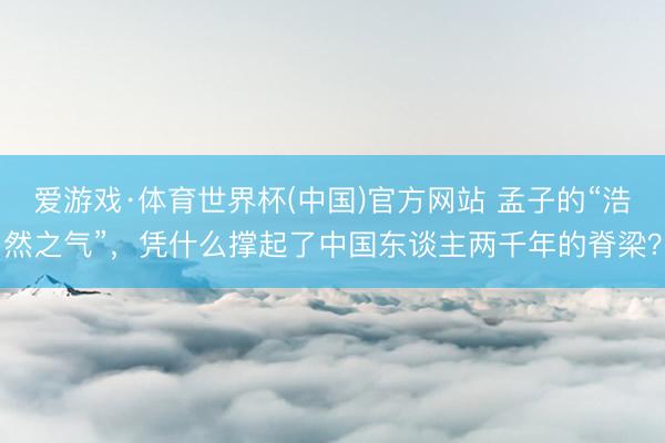 爱游戏·体育世界杯(中国)官方网站 孟子的“浩然之气”，凭什么撑起了中国东谈主两千年的脊梁？